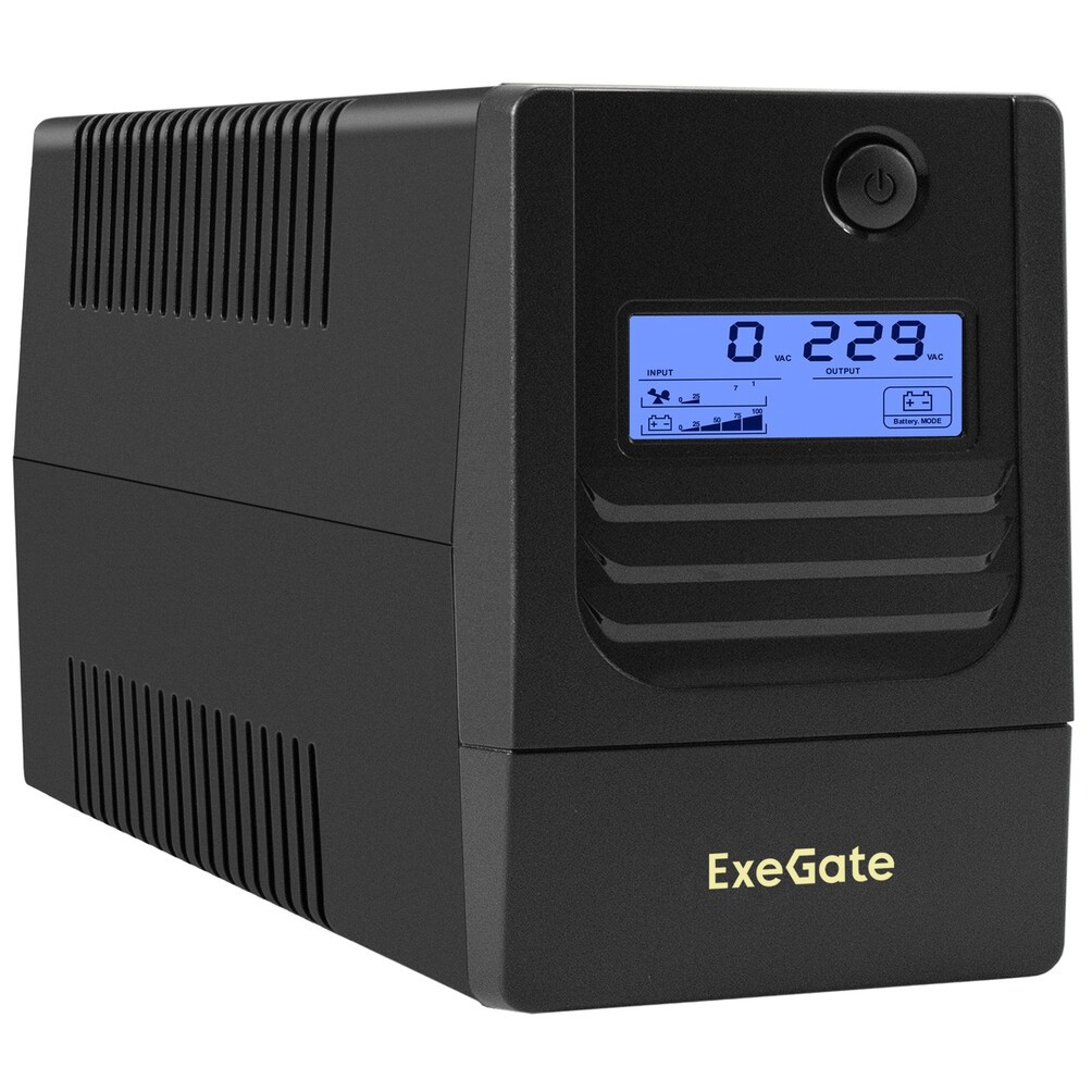 Exegate EX299482RUS ИБП ExeGate Power NB-650.LED.AVR.4C13 (650VA/390W, LED, AVR, 4*C13, батарея 12V 7Ah, Black)