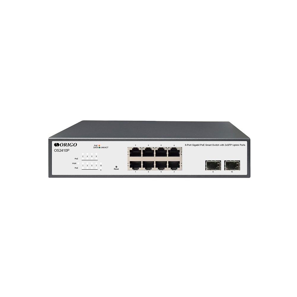 ORIGO OS2410P/120W/A1A Настраиваемый L2 PoE-коммутатор 8x1000Base-T PoE+, 2x1000Base-X SFP, PoE-бюджет 120 Вт