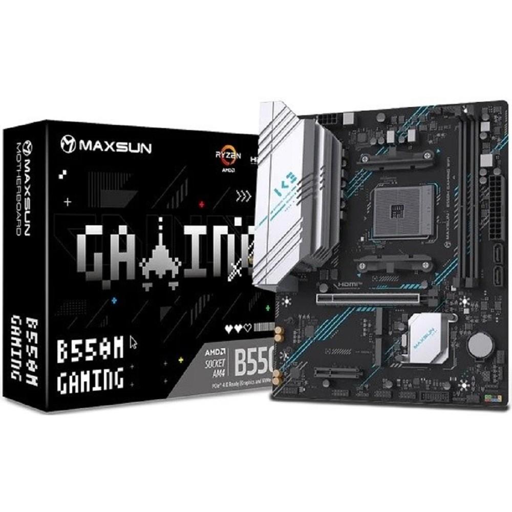 MAXSUN MS-B550M GAMING WIFI (Socket AM4, mATX, 2*DDR4, VGA/HDMI, 2*SATA3, 2*M.2, 1*PCIEx16/1*PCIEx4, 4*USB 2.0, 2*USB 3.2 Gen1, Wi-Fi 5,  LAN 1*1G, RTL)