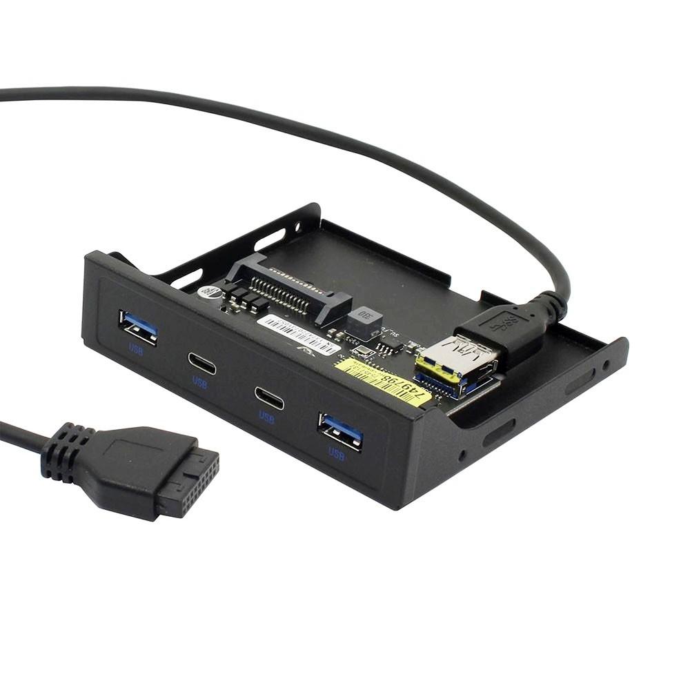 ORIENT C092, Планка портов 3.5" на переднюю панель 2xUSB Type-C + 2xUSB 3.0 (USB3.2 Gen1), 20Pin кабель 50см, металл, oem (31348)