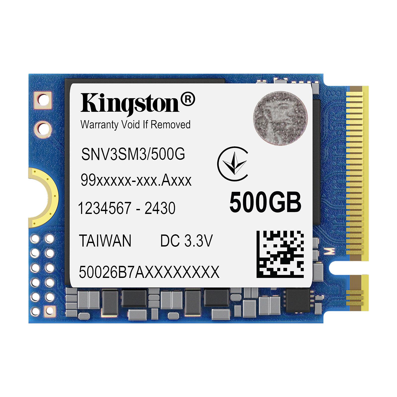 Твердотельный накопитель/ Kingston SSD NV3, 500GB, M.2(22x30mm), NVMe, PCIe 4.0 x4, 3D TLC, R/W 5000/3000MB/s, TBW 160, DWPD 0.2 (60 мес), SNV3SM3/500G