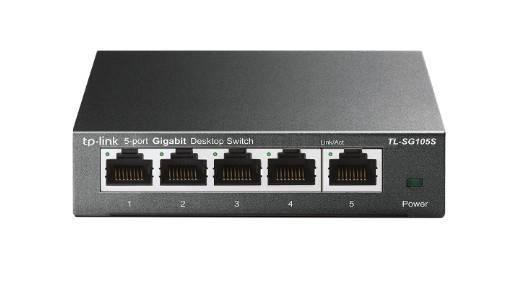 TP-Link TL-SG105S 5-портовый гигабитный настольный коммутатор, 5 гигабитных портов RJ45, стальной настольный корпус