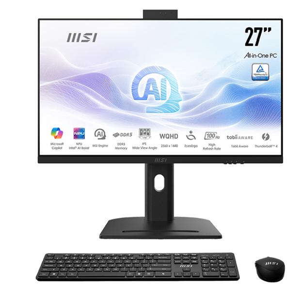 Моноблок MSI Modern AM273QP AI AiO 27" WQHD (2560x1440)IPS AG Non-touch, Core Ultra 7 155U (1.7GHz), 16Gb DDR5(2*8GB), 1TB SSD M.2, Intel UHD, WiFi, BT, camera, WirelessKB&mouse Eng/Rus, No OS,1y,Black, 9S6-AF0111-003