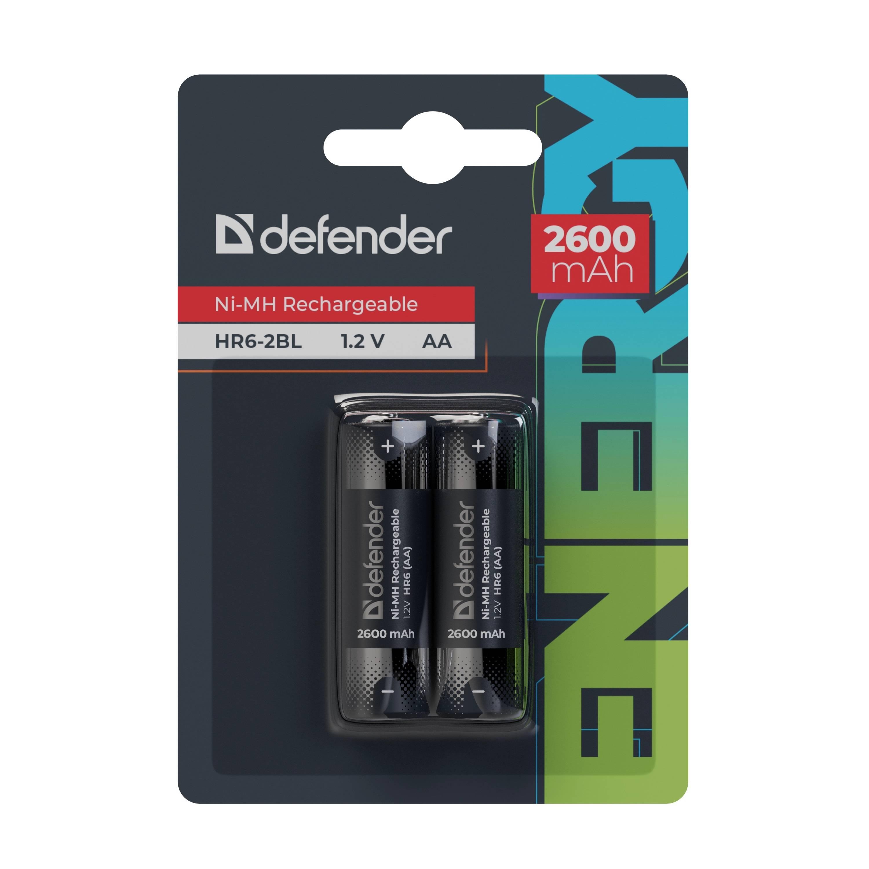 Defender Аккумуляторная батарея HR6-2BL 2600 mAh АА, Ni-MH, блистер, 2 шт., 56512