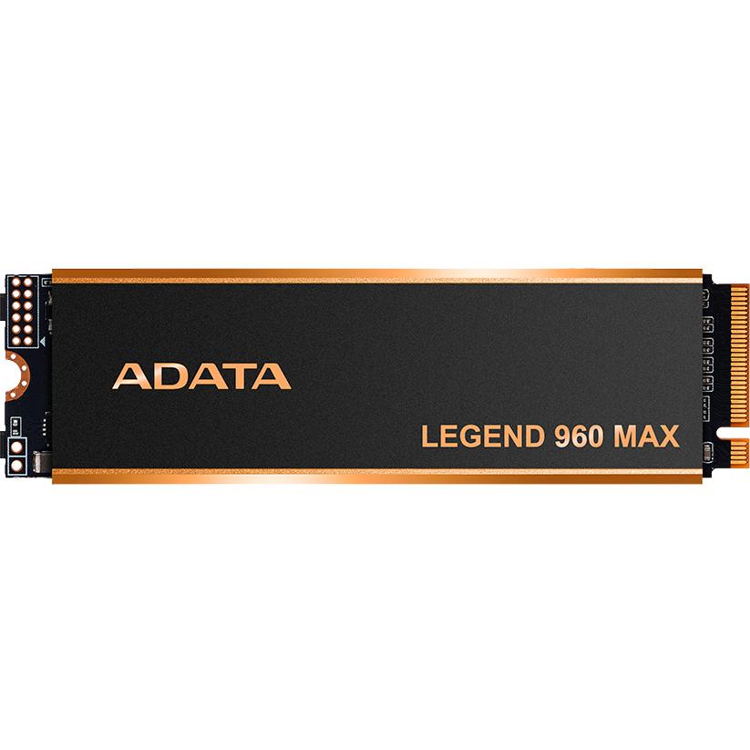 Твердотельный накопитель/ ADATA SSD LEGEND 960 MAX, 1000GB, M.2(22x80mm), NVMe 1.4, PCIe 4.0 x4, 3D NAND, R/W 7400/6000MB/s, IOPs 730 000/610 000, DRAM buffer 1000MB, TBW 780, DWPD 0.43, with BIG Heat Spreader (5 лет), ALEG-960M-1TCS