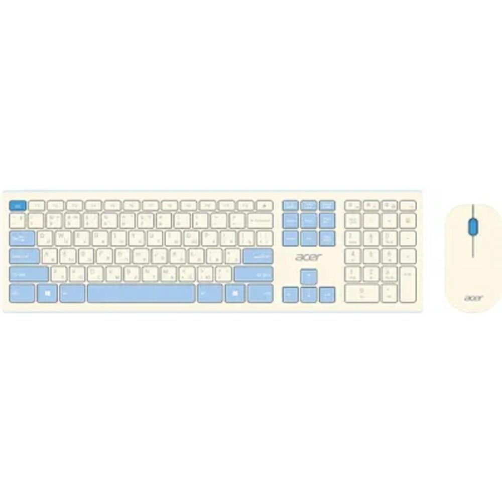 Acer OCC205 [ZL.ACCEE.00C] Комплект (клавиатура+мышь) клав:белый мышь:белый/голубой USB беспроводная slim 