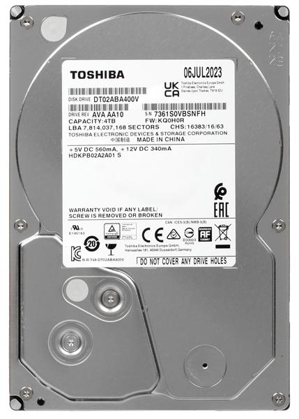 Жесткий диск Toshiba Surveillance HDD 3.5" SATA 4Tb, 5400rpm, 128MB buffer, 512e, SMR, DT02ABA400V, 1 year