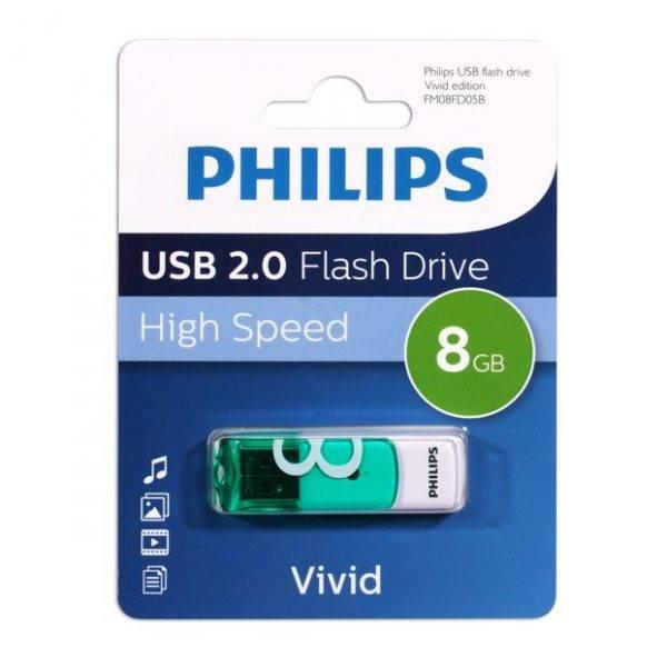 Флеш накопитель 8GB PHILIPS VIVID2.0 8GB, USB 2.0, FM08FD05B/97