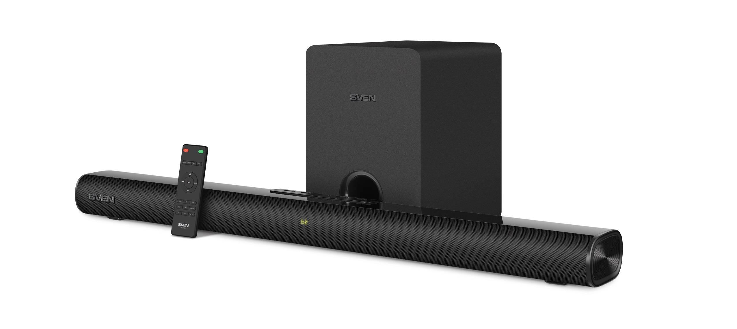 SVEN Саундбар SB-2150A, черный (180 Вт,USB,HDMI,ПДУ,Optical, Bluetooth,дисплей, беспроводной сабвуфер), SV-019556