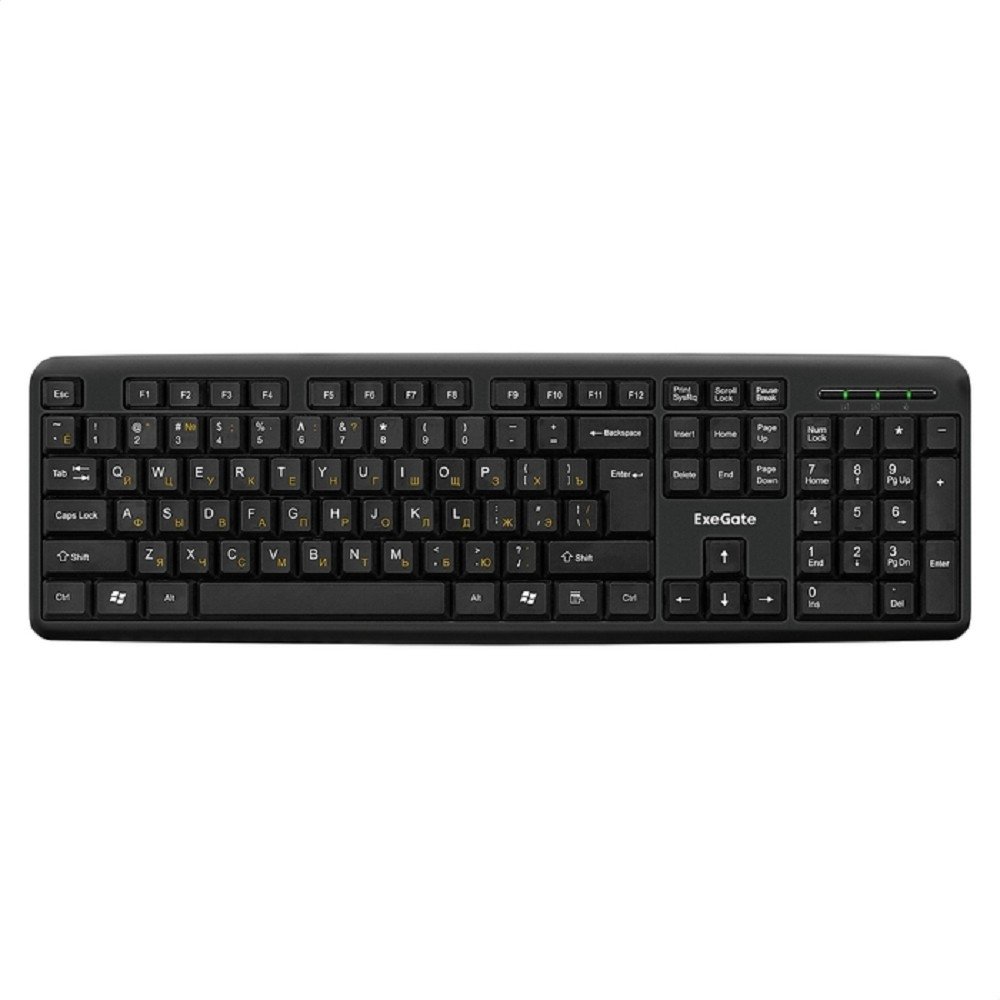 Exegate EX286204RUS Комплект ExeGate Professional Standard Combo MK120 (клавиатура влагозащищенная 104кл.+ мышь оптическая 1000dpi,3 кнопки и колесо прокрутки; USB,длина кабелей 1,5м,черный,ColorBox) 