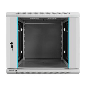 Exegate EX298602RUS Шкаф телекоммуникационный 19" настенный 9U ExeGate EC-WM-9U.600.G.GREY (19”, 9U, 600x600x500mm (ШхГхВ), передняя дверь закаленное стекло, съемные боковые панели, пыле- и влагозащит
