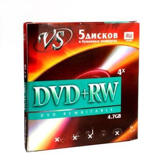 VS DVD+RW 4,7 GB 4x конверт/5 (620588), VSDVDPRWK501