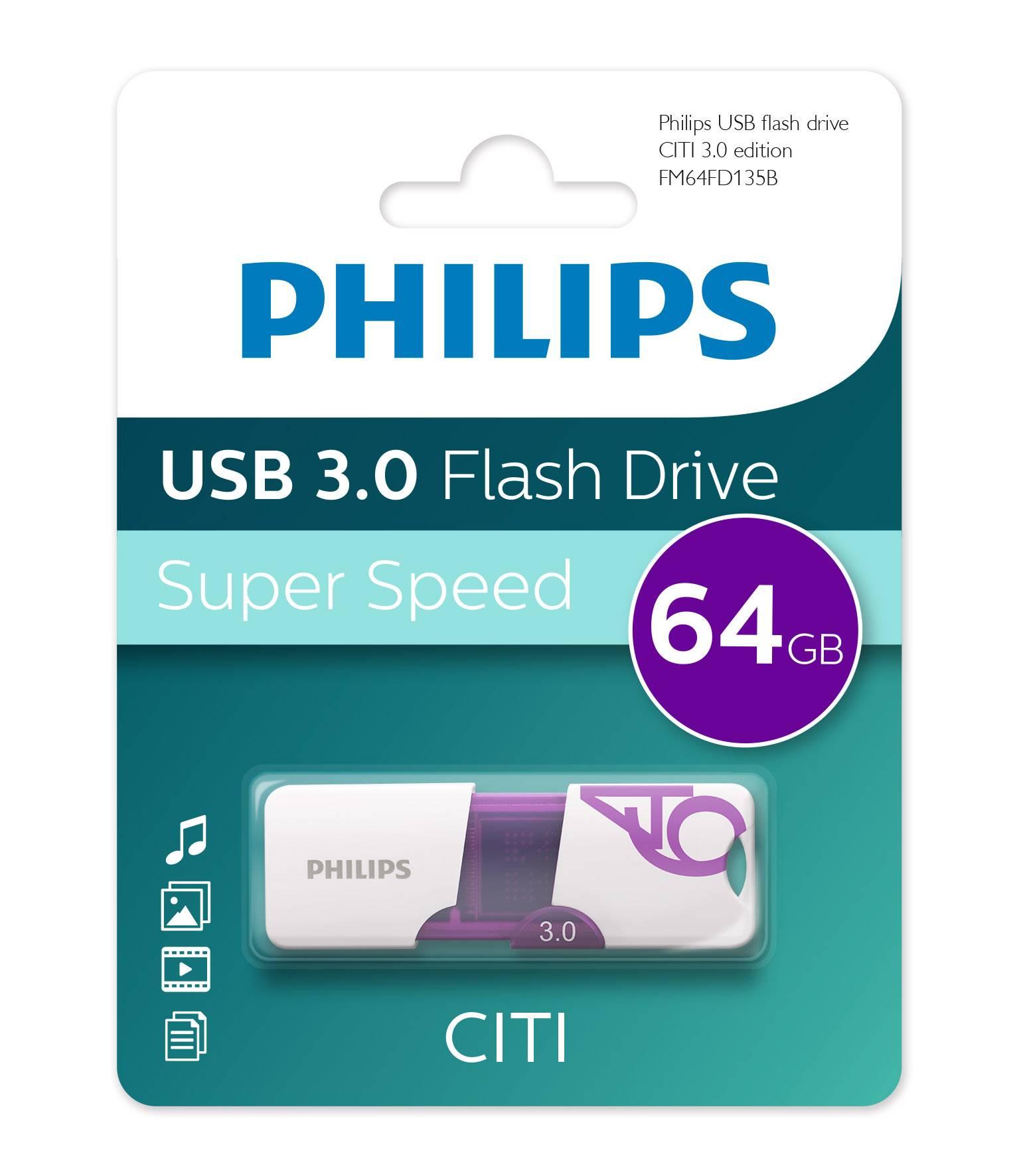 Флеш накопитель 64GB PHILIPS CITI3.0 64GB, USB 3.0, FM64FD135B/97