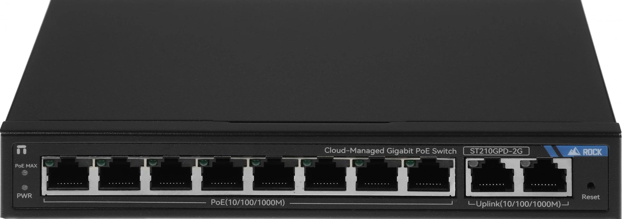 Netis ST210GPD-2G Коммутатор настраиваемый (L2), 8x1 Гбит/с, SFP/uplink RJ-45 2x1 Гбит/с, PoE 8x30 Вт (до 117 Вт)