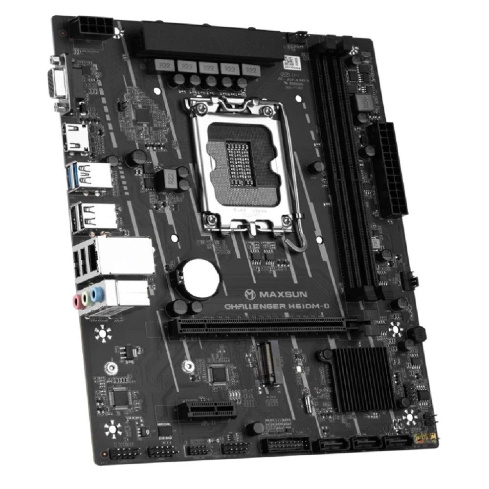 MAXSUN MS-Challenger H610M-D (Socket 1700, mATX, 2*DDR4, VGA/HDMI, 3*SATA3, 1*M.2, 1*PCIEx16/1*PCIEx1, 4*USB 2.0, 2*USB 3.2 Gen1, LAN 1*1G, RTL)