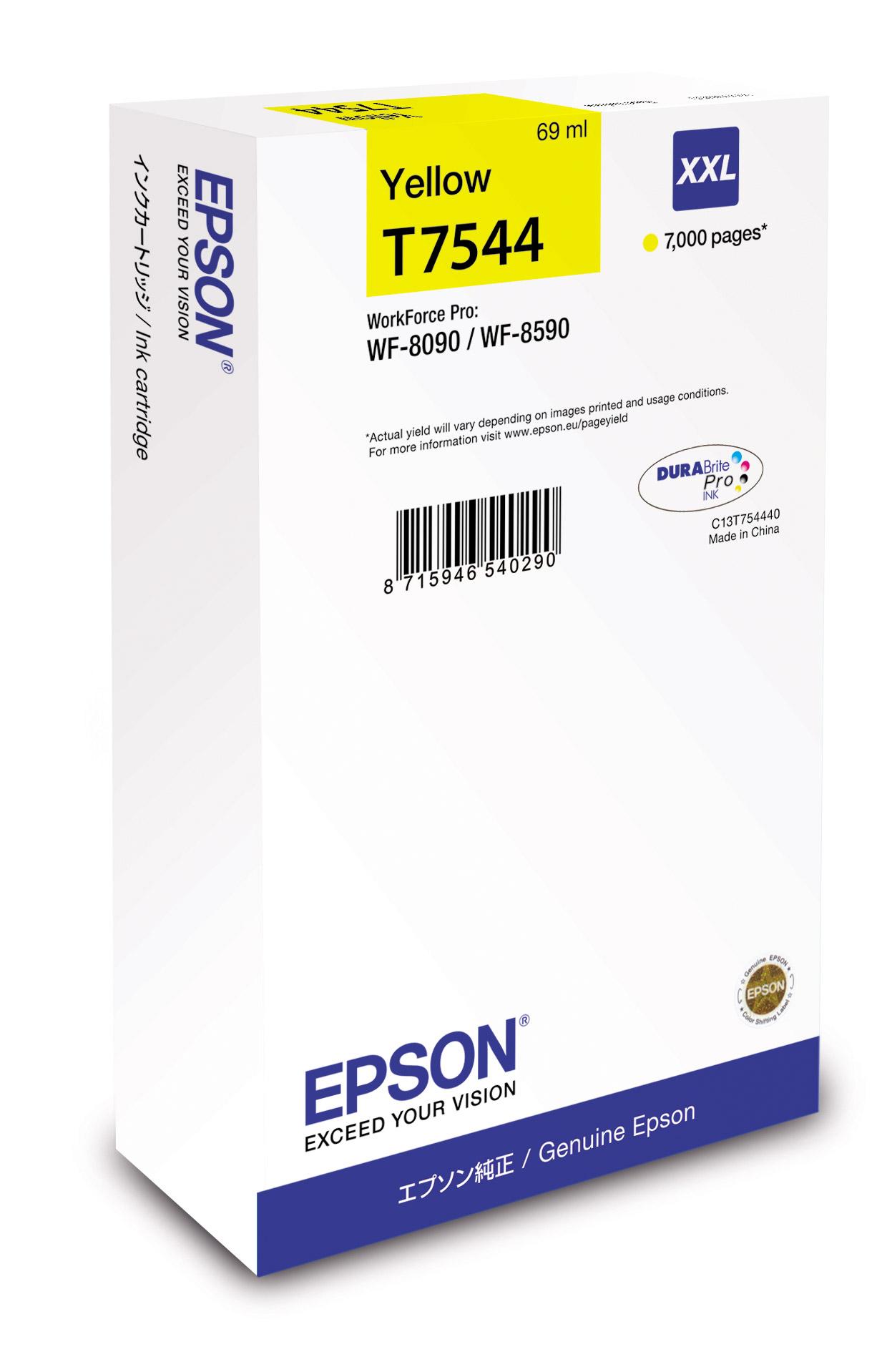 Картридж EPSON T7544 желтый экстраповышенной емкости для WF-8090/8590, C13T754440