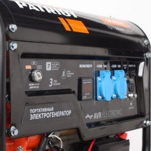 Генератор бензиновый PATRIOT  GP 3810LE [474101550] {Двигатель: 4т, OHV, АИ-92, 210 сс, 7.0 л.с; Мощность ном/макс: 2.8/3.0 кВт; Объём бака: 15 л;Розетки: 2 евро 16А; Вес: 49 кг;}