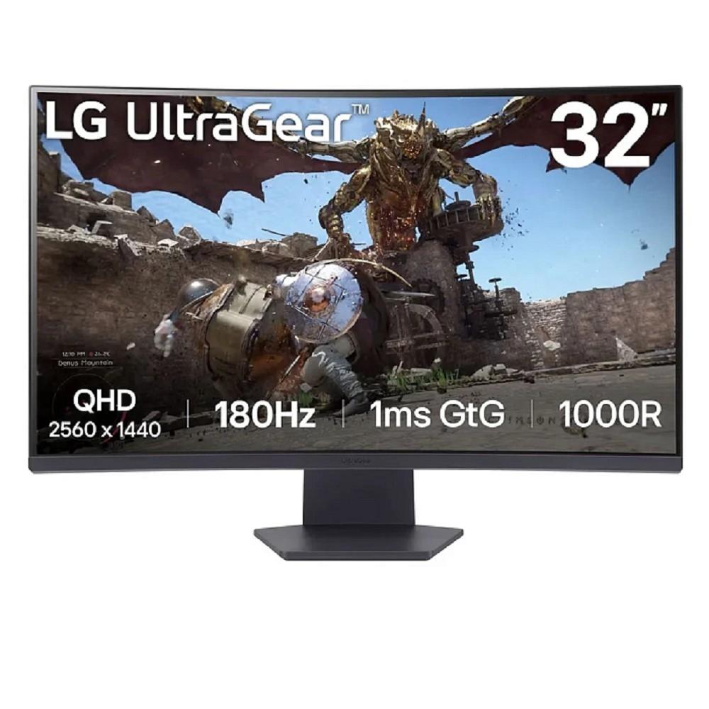 LCD LG 31.5" 32GS60QC-B UltraGear {VA Curved 2560x1440 180Hz 1ms 300cd 3000:1 HDR10 2xHDMI2.0 DisplayPort1.4 VESA}, 32GS60QC-B.ARUQ