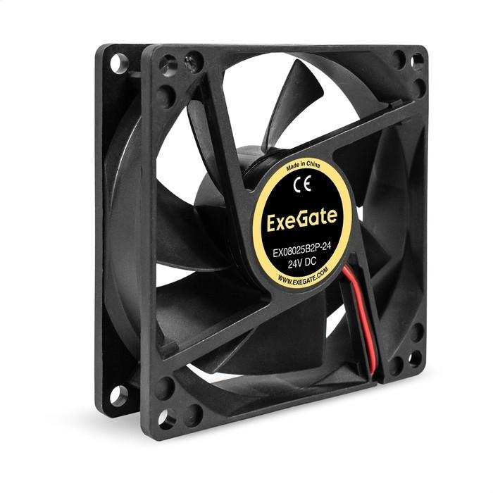 Exegate EX295207RUS Вентилятор 24B DC ExeGate EX08025B2P-24 (80x80x25 мм, 2-Ball (двойной шарикоподшипник), 2pin, 2850RPM, 28.5dBA)