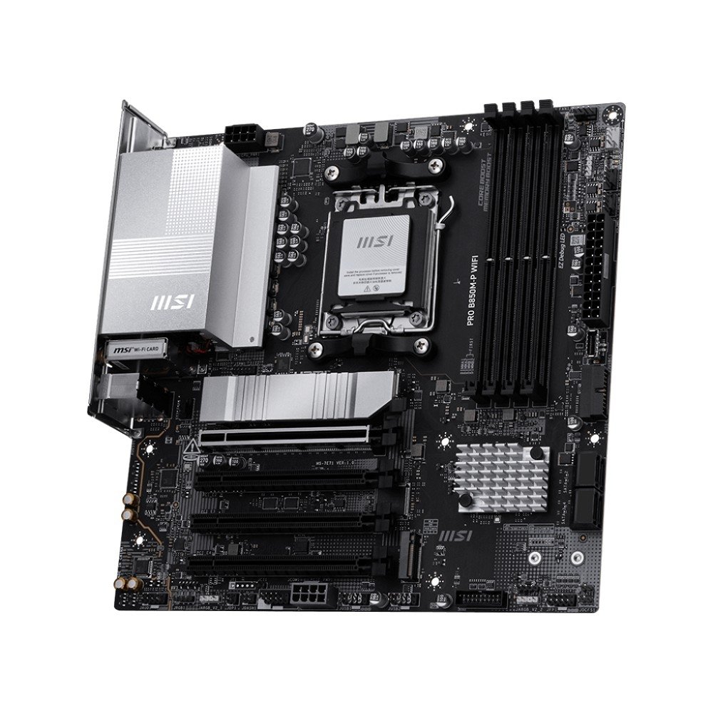Материнская плата MSI PRO B850M-P WIFI SocketAM5 AMD B850 4xDDR5 mATX AC`97 8ch(7.1) 5Gigabit RAID+HDMI+DP
