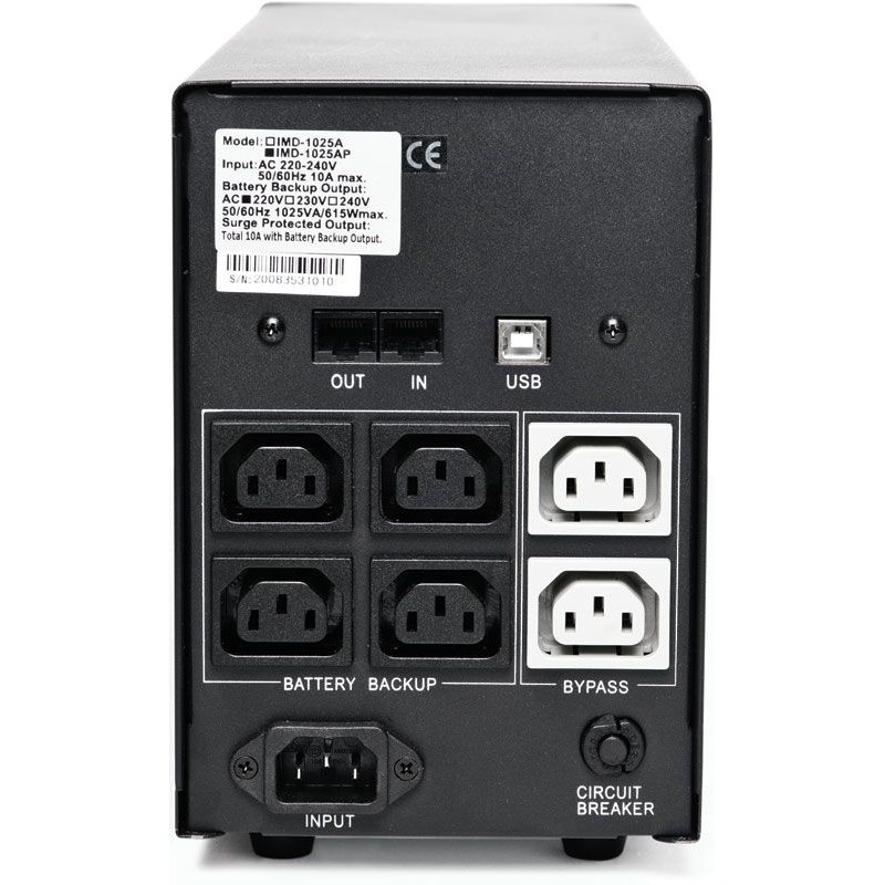 ИБП Powercom IMD-1200AP, LCD, линейно-интерактивный, 1200 ВA, 720 Вт, 4 розетки IEC320 C13 с резервным питанием,  2 розетки IEC320 C13 с фильтрацией, USB, защита RJ45/RJ11, ШхГхВ 130х382х192мм, 13.4 кг/ UPS Powercom IMD-1200AP, LCD, Line Interactive, 1200VA, 720W, 4x IEC320 C13 Redundant, 2x IEC320 C13 Filtered, USB, RJ45/RJ11 Protection, WxDxH 130x382x192mm, 13.4kg