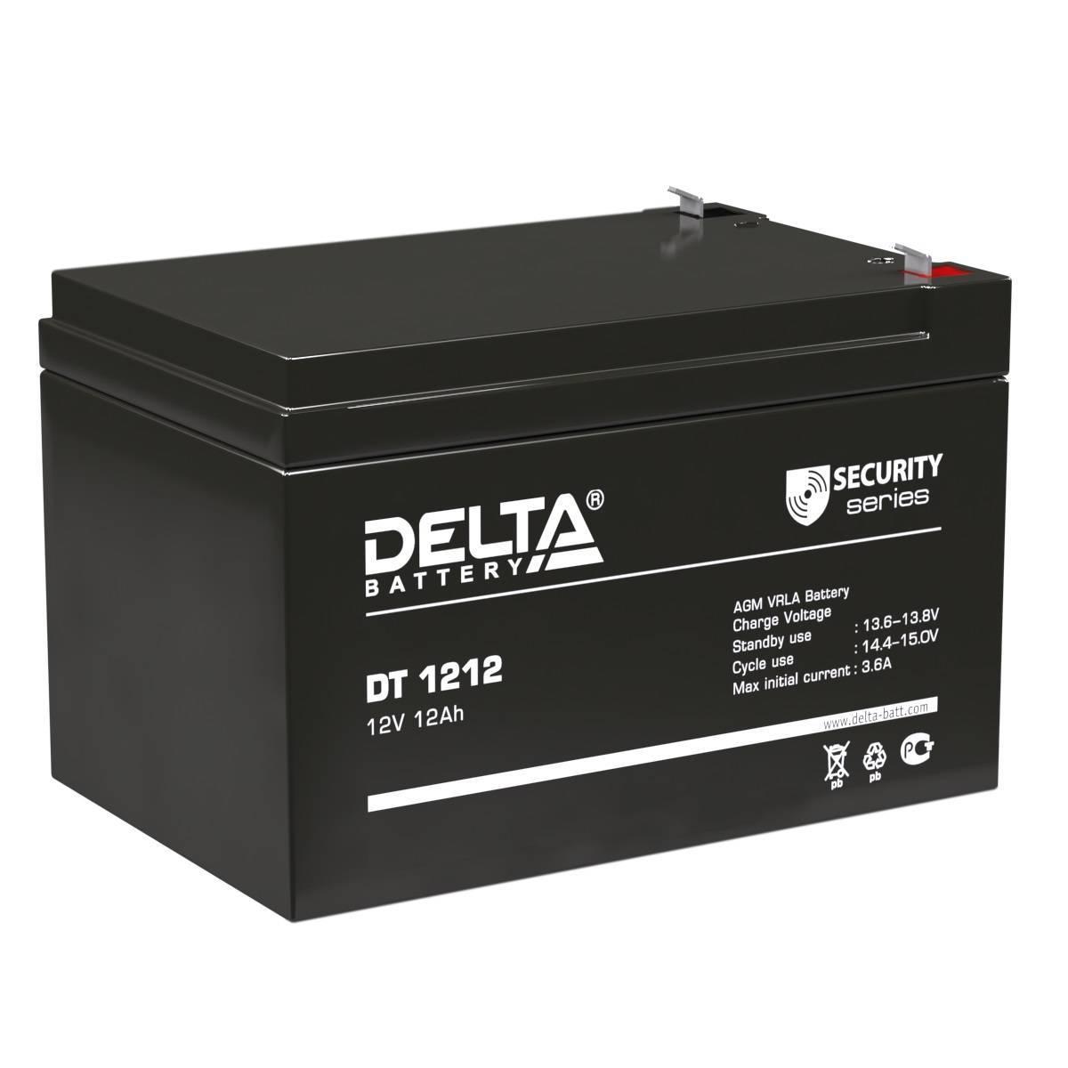 Аккумуляторная батарея Delta DT 1212 12В/12Ач, клемма F2 (151х98х94мм (100мм); 3,6кг; Срок службы 5лет; Гарантия 1г), 4614010040013