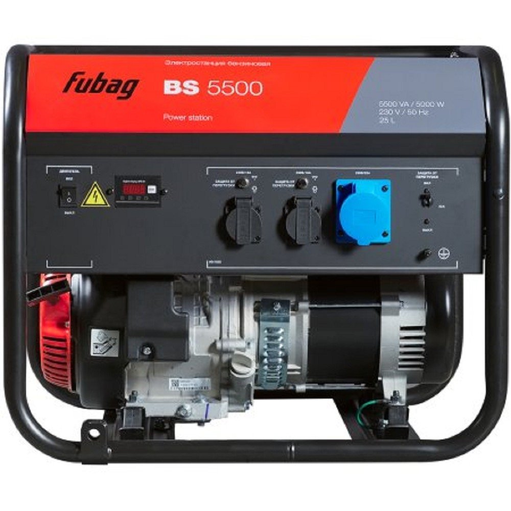 FUBAG BS 5500 Электростанция бензиновая [641689/8641489/646278] { 5.5 кВа/5.0 кВт, 230 В, 420 объем см3, 8,0/10,9 кВт, л.с., 78 дБ 7м, Время работы 3/4 нагрузки 9.8ч, 25 л бак, 73.3 кг}