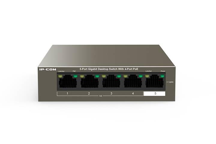 IP-COM F1105P-4-63W Коммутатор неуправляемый PoE, 5 портов, 5x100 Мбит/с, PoE 4х30 Вт (до 58 Вт), настольный