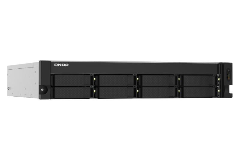 Система хранения данных QNAP SMB 2U/8bay QC 1,7GhzCPU/4Gb(upto16Gb)/upto 20HDD with TL-R1200S-RP/SATA(3,5" 2,5")/ 4xUSB3.2/1xExp.slot/2x2,5Gb 2x10Gb(SFP+)/iSCSI/2xPS/no rail(RAIL-B02)/3YW TS-832PXU-RP-4G-EU-RU