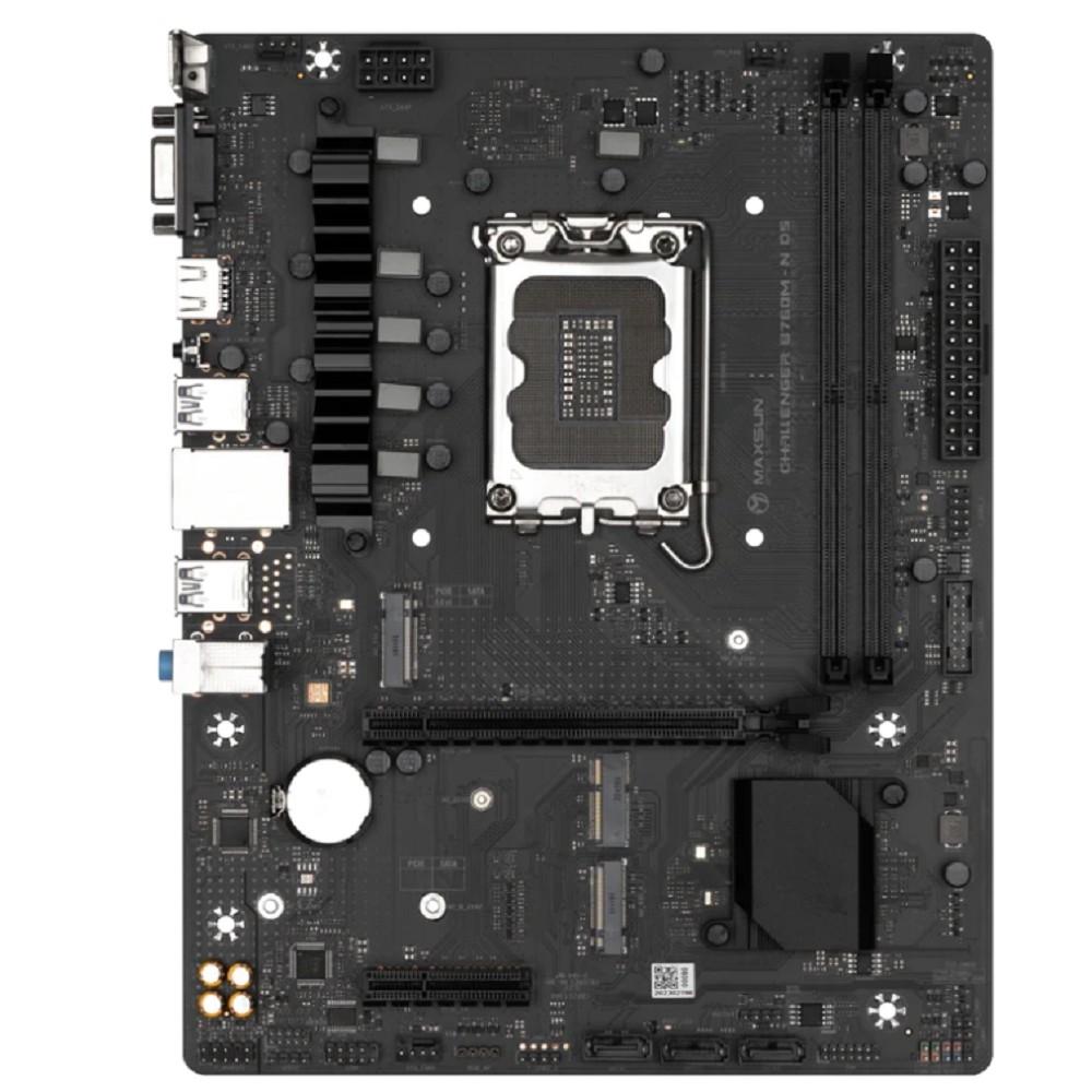 MAXSUN MS-Challenger B760M-N D5 V2 (Socket 1700, mATX, 2*DDR5, VGA/HDMI, 3*SATA3, 2*M.2, 1xPCI-E x16 /1xPCI-E x4, 4*USB 2.0,  2*USB 3.2 Gen1 , LAN 1*1G,  RTL)
