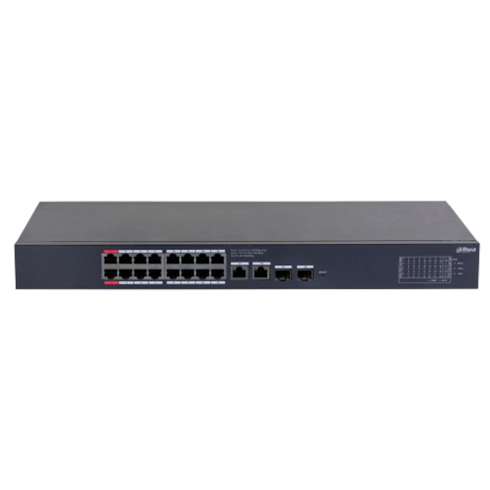 DAHUA DH-CS4220-16GT-135 16-портовый гигабитный PoE облачный коммутатор; 16xRJ45 1G (PoE/PoE+/Hi-PoE/802.3bt), 2xRJ45, 2xSFP 1G (uplink); суммарно до 135Вт; PoE watchdog, до 250м; питание: 100–240VAC;