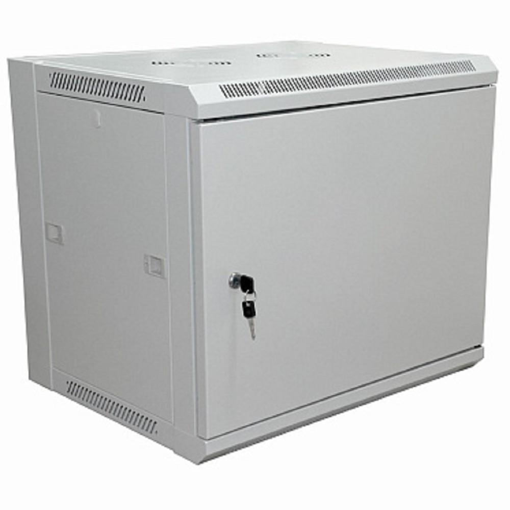 Rexant (04-2210) Шкаф настенный 19" 6U 600х450х370мм (ШхГхВ) - передняя дверь металл, боковые стенки съемные (разобранный), RAL 7035 PRO