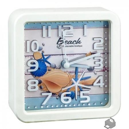 Perfeo Quartz часы-будильник "PF-TC-014", квадратные 10,5*10,5 см, ракушка, PF_C3148