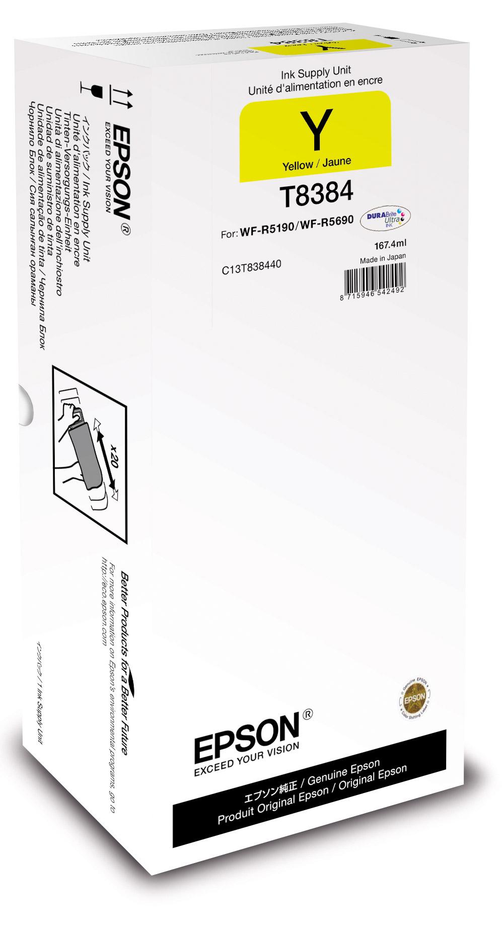 Контейнер EPSON T8384 желтый повышенной емкости для WF-R5190DTW/5690DTWF, C13T838440