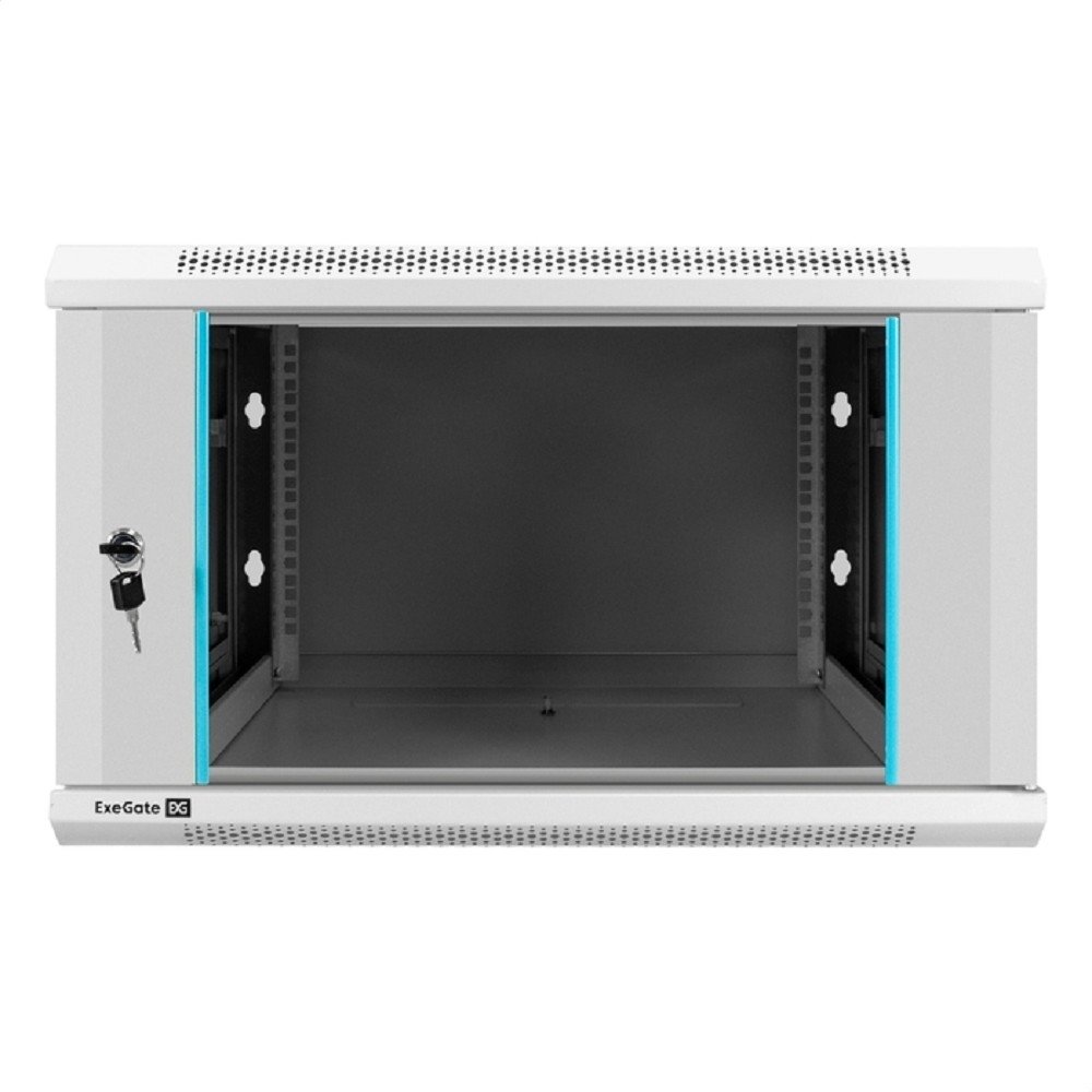 Exegate EX298600RUS Шкаф телекоммуникационный 19" настенный 6U ExeGate EC-WM-6U.600.G.GREY (19”, 6U, 600x600x370mm (ШхГхВ), передняя дверь закаленное стекло, съемные боковые панели, пыле- и влагозащит