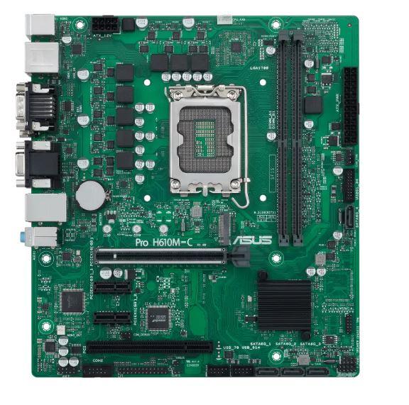 Материнская плата ASUS PRO H610M-C-CSM, LGA1700, H610, 2*DDR5, 4*SATA, 1*M.2, 2*USB 3.2, 2*USB 2.0, 1*COM port, 1*PCIx16, 2*PCIx1, DP+HDMI+VGA, mATX; 90MB1AT0-M0EAYC