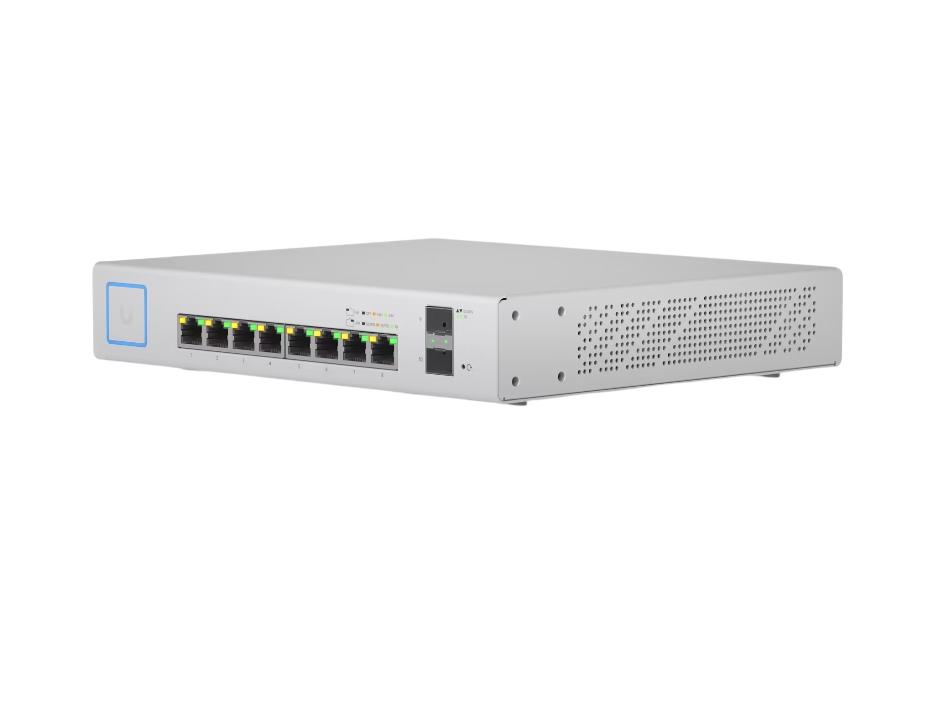 Коммутатор/ Ubiquiti UniFi Switch 8-150W a fully managed, 10-port Gigabit PoE+ switch with a 150W power budget, US-8-150W