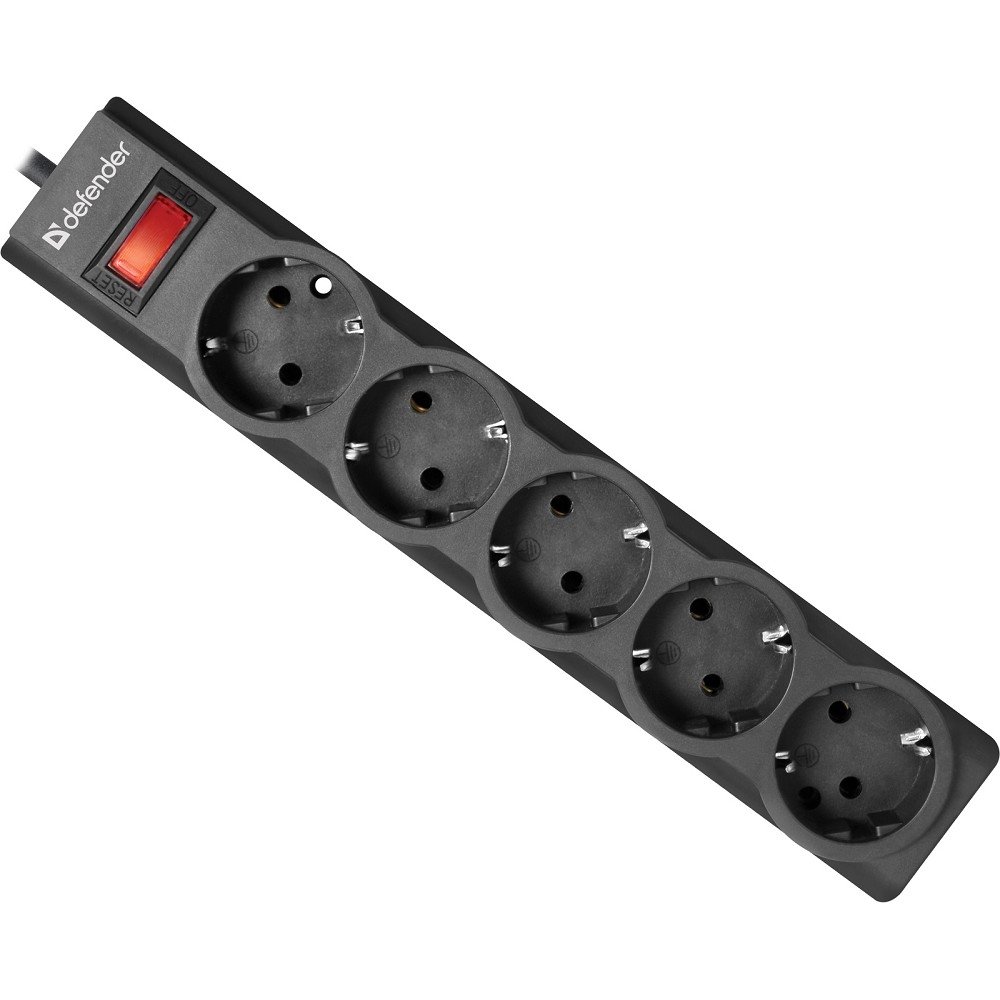Defender Фильтр ES Largo 5.0 м, 5 розеток, черный [99499]