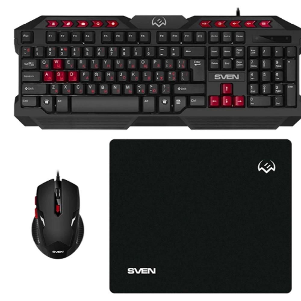 Игровой набор клавиатура+мышь+коврик GS-9200 (114 кл,, 8 смен. кл., 800-2400DPI, 5+1кл.), SV-018221