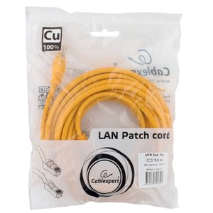 Cablexpert Патч-корд медный UTP PP10-7.5M/Y кат.5e, 7.5м, литой, многожильный (желтый)