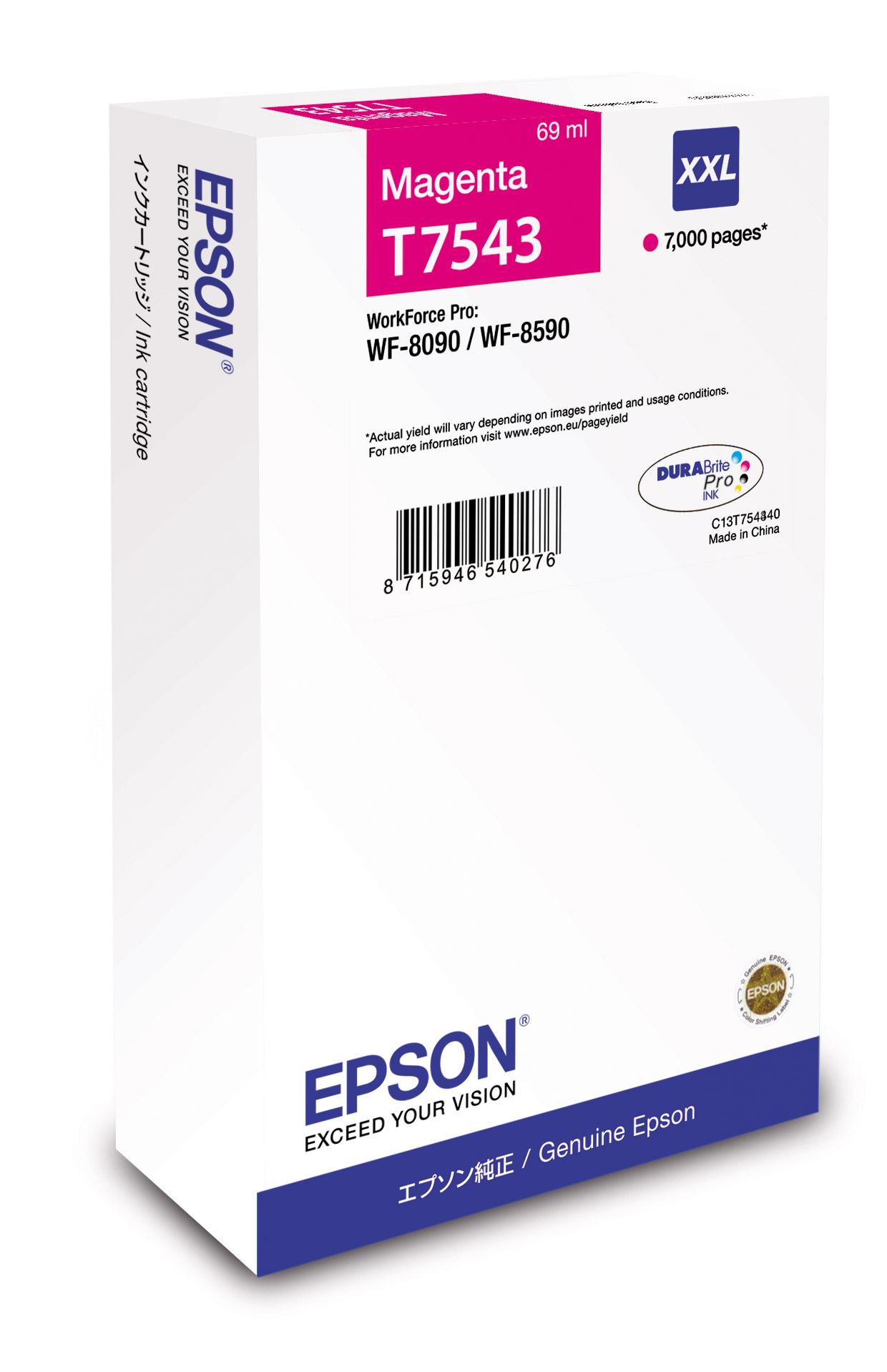 Картридж EPSON T7543 пурпурный экстраповышенной емкости для WF-8090/8590, C13T754340