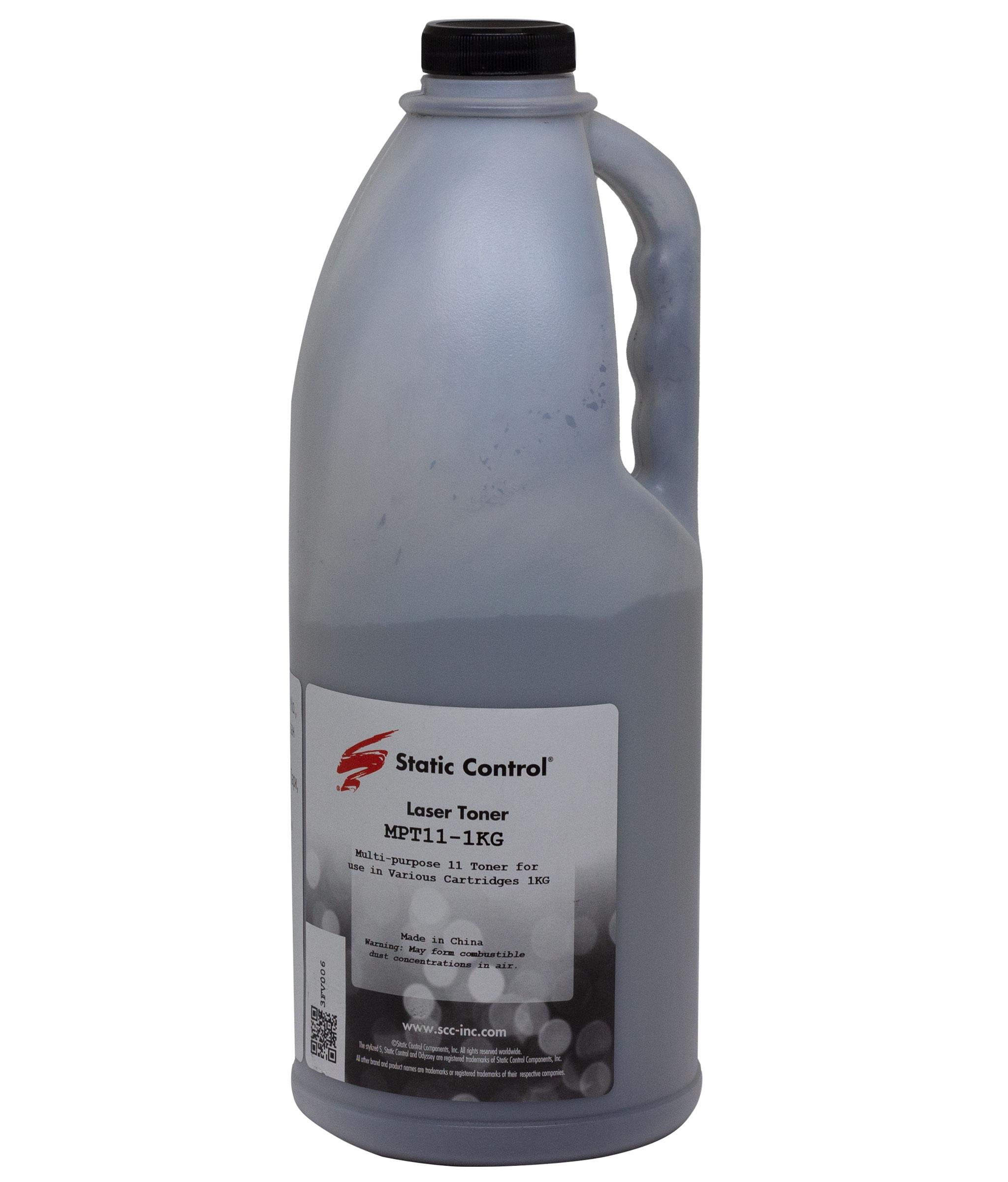 Тонер Static Control для HP LJ P1005/1006/1505, MPT11, Bk, 1 кг, флакон, MPT11-1KG