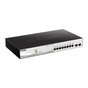 D-Link DGS-1210-10MP/FL2A Управляемый L2 коммутатор с 8 портами 10/100/1000Base-T и 2 портами 1000Base-X SFP (8 портов PoE 802.3af/at, PoE-бюджет 130 Вт)