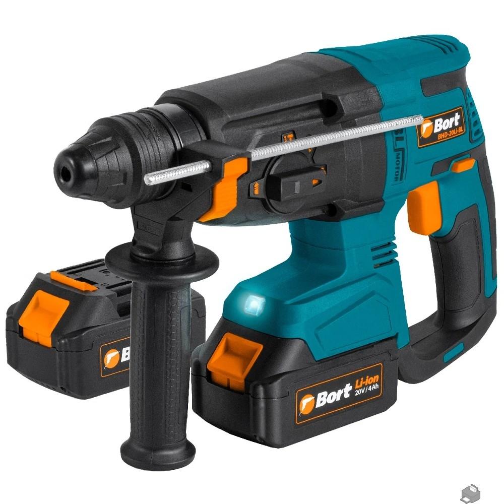Bort Перфоратор аккумуляторный BHD-20LI-BL (2X4,0А.Ч) {Батарея 20 В; аккум. система Makita 18V LXT, Частота 5300 уд/мин; Вес изделия 3,4 кг; гарантия 2 г} [93412697]