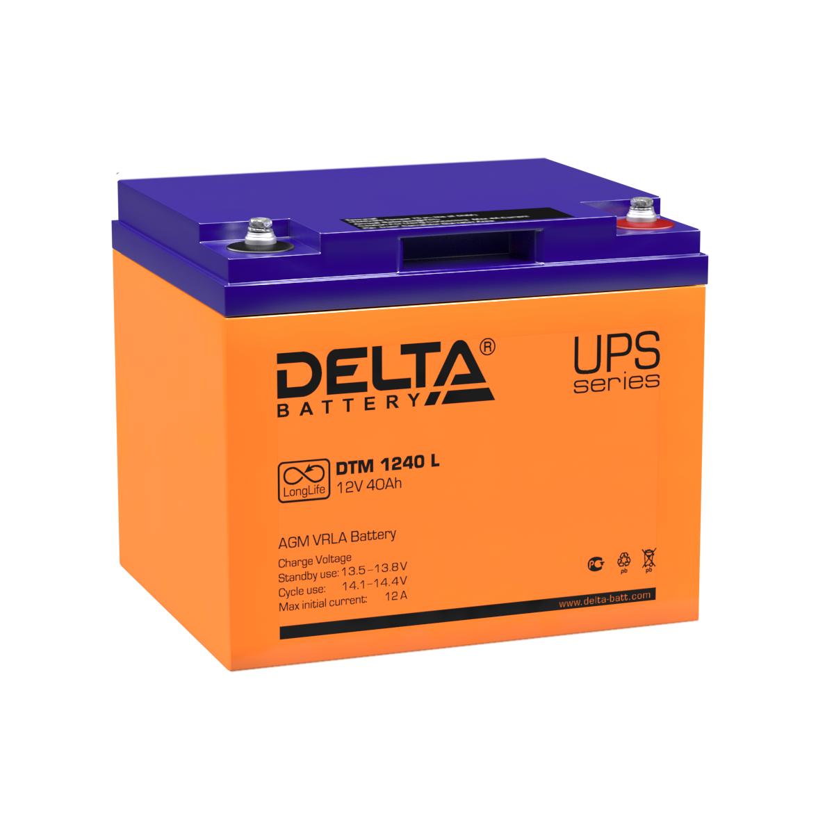 Батарея DELTA BATTERY DTM 1240L 12V 40Ah, 4614010640008, DTM 1240 L