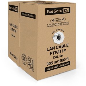 Exegate EX256748RUS Кабель UTP 4 пары кат.5e Exegate бескислородная медь,24AWG, FLUKE® test pass, бухта 305м, серый, PVC