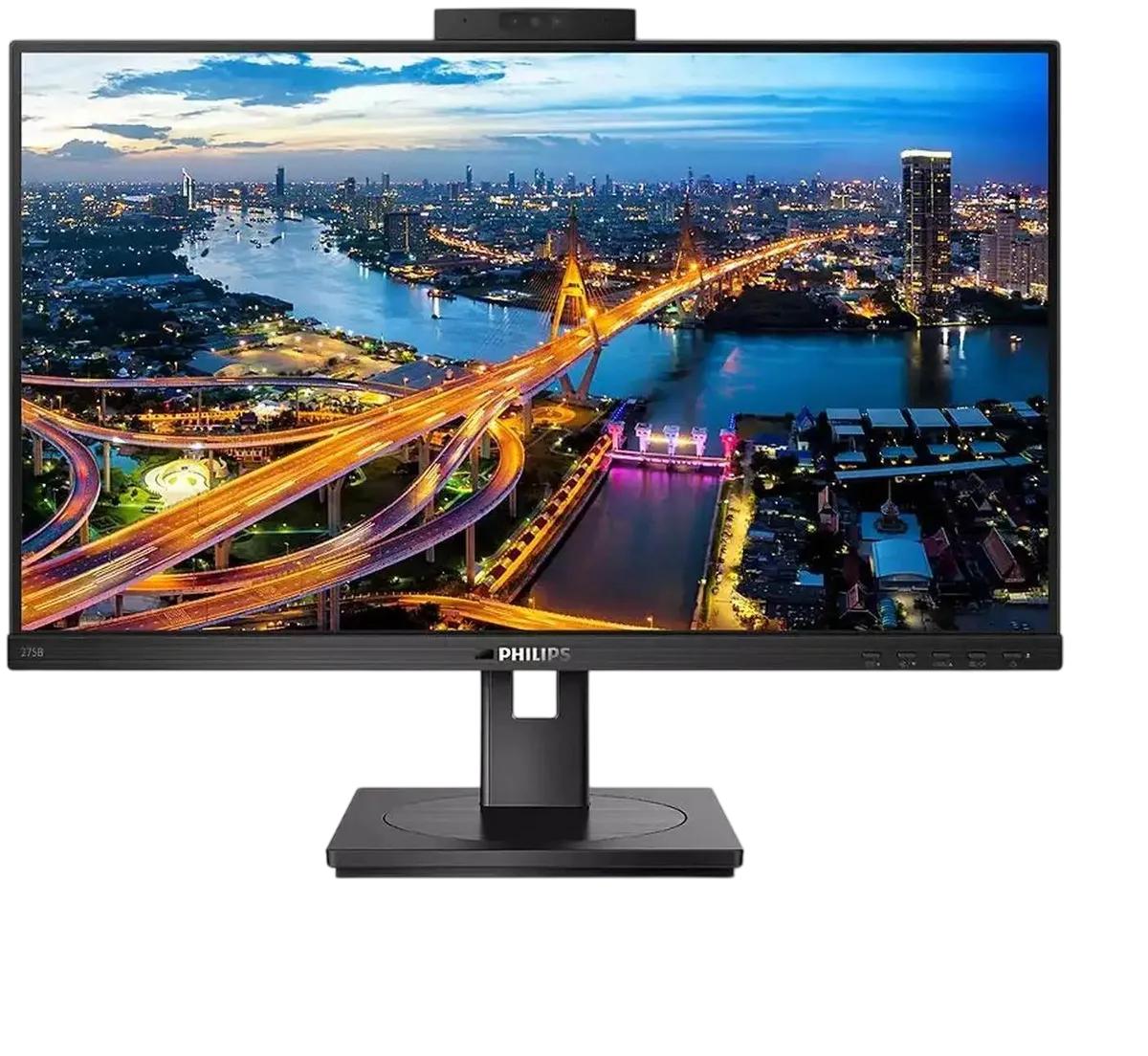 Монитор Philips 275B1H  27'', 2560x1440, IPS, 75hz, 50M:1, 350cd, 4ms, DVI, HDMI 1.4, DP 1.2, 4xUSB 3.2, Speakers, H. adj 150mm, pivot, VESA, 3Y, Black/ Philips 275B1H  27'', 2560x1440, IPS, 75hz, 50M:1, 350cd, 4ms, DVI, HDMI 1.4, DP 1.2, 4xUSB 3.2, Speakers, Camera 2.0mp, H. adj 150mm, pivot, VESA, 3Y, Black