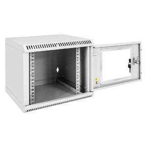 Exegate EX298623RUS Шкаф телекоммуникационный 10" настенный 6U ExeGate EC-WM-6U.280.G.GREY (10”, 6U, 350x280x287mm (ШхГхВ), передняя дверь закаленное стекло, пыле- и влагозащита IP23, светло-серый RAL