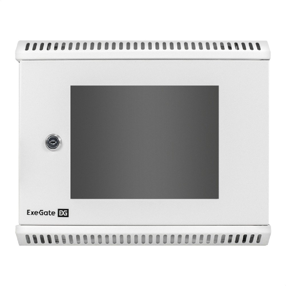 Exegate EX298623RUS Шкаф телекоммуникационный 10" настенный 6U ExeGate EC-WM-6U.280.G.GREY (10”, 6U, 350x280x287mm (ШхГхВ), передняя дверь закаленное стекло, пыле- и влагозащита IP23, светло-серый RAL