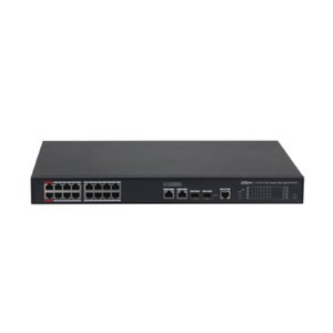DAHUA DH-S4220-16GT-190 16-портовый гигабитный управляемый коммутатор с PoE, уровень L2, 16xRJ45 1Gb PoE, 2xRJ45 1Gb, 2xSFP 1Gb, суммарно до 190Вт, коммутация 56 Гбит/с, MAC-таблица 8к